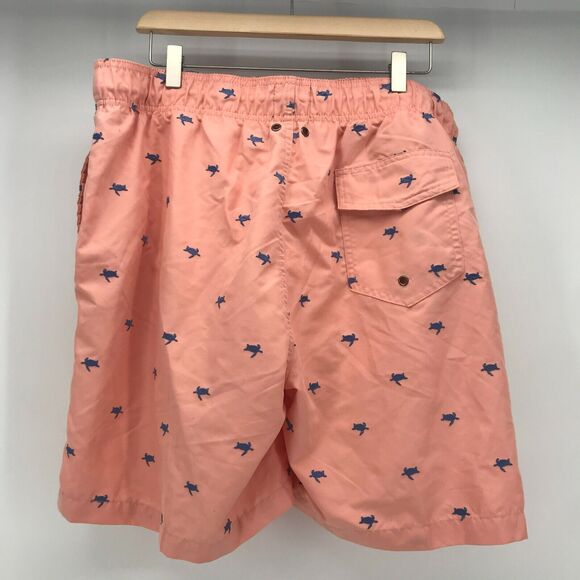 Charleston Threads Mens Swim Trunks XXL Orange Blue Turtles Short Elastic Waist - Picture 2 of 14